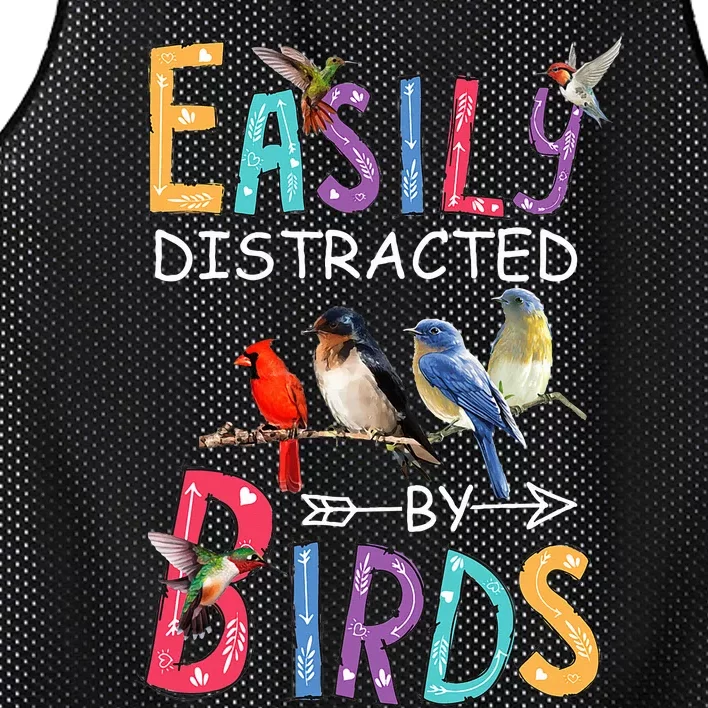 Easily Distracted By Birds Funny Bird Mesh Reversible Basketball Jersey Tank