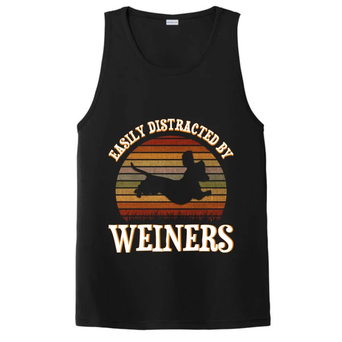 Easily Distracted By Weiners Dachshund Lovers Wiener Lovers Cool Gift Performance Tank