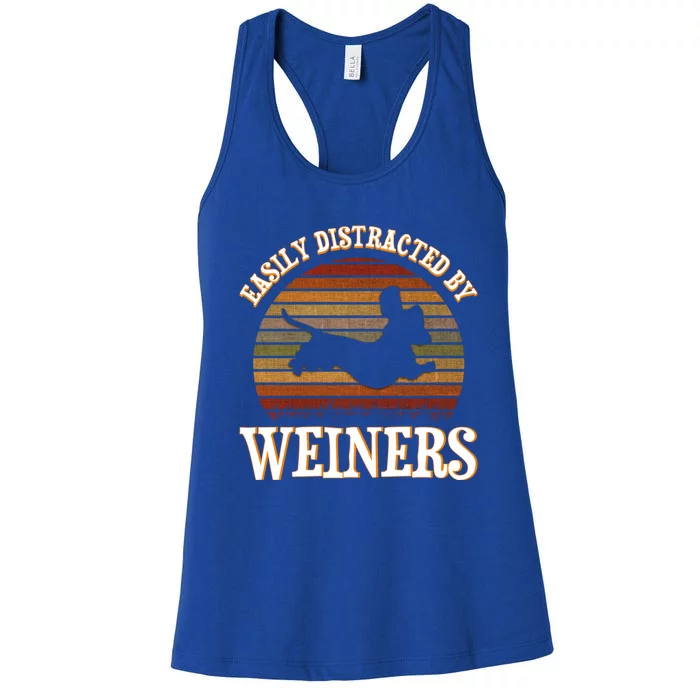 Easily Distracted By Weiners Dachshund Lovers Wiener Lovers Cool Gift Women's Racerback Tank