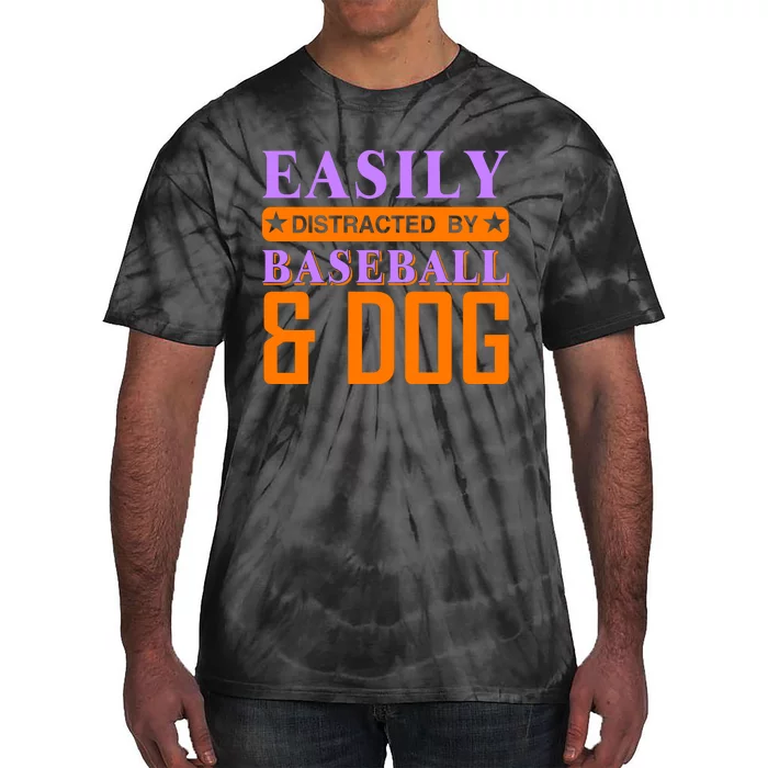 Eaisly Distracted By Baseball And Dog Tie-Dye T-Shirt