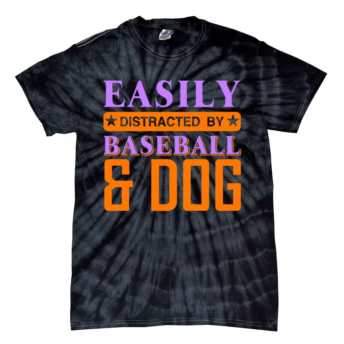 Eaisly Distracted By Baseball And Dog Tie-Dye T-Shirt