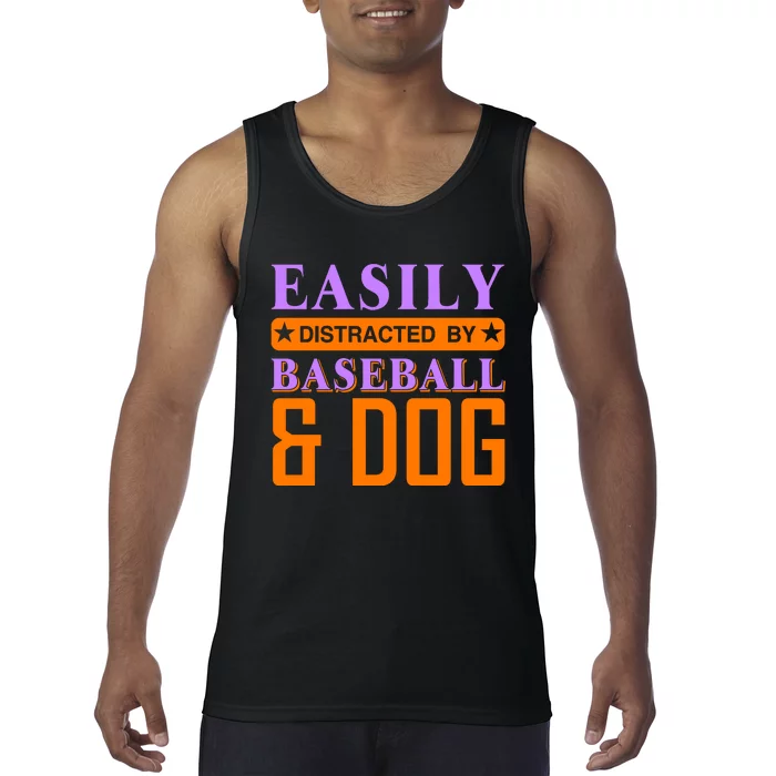 Eaisly Distracted By Baseball And Dog Tank Top