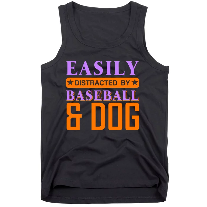 Eaisly Distracted By Baseball And Dog Tank Top