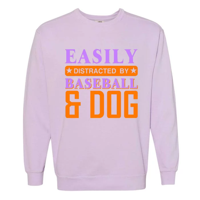 Eaisly Distracted By Baseball And Dog Garment-Dyed Sweatshirt