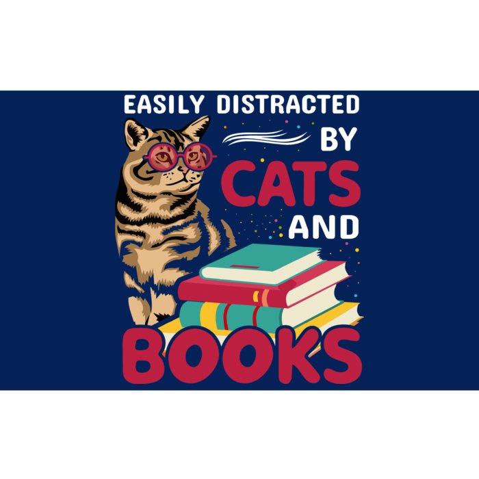 Easily Distracted By Cats And Books Bumper Sticker