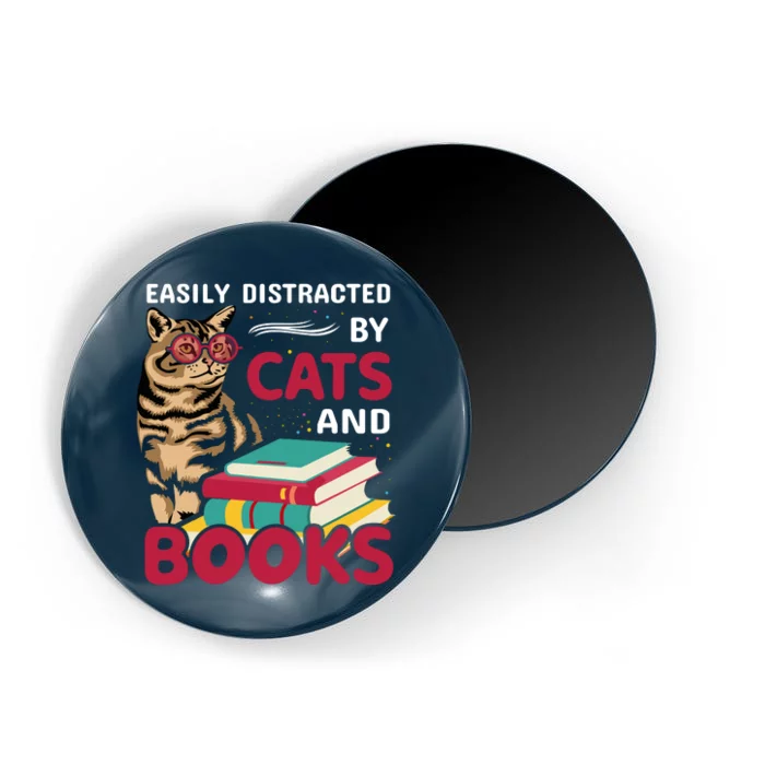 Easily Distracted By Cats And Books Magnet