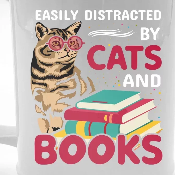 Easily Distracted By Cats And Books Front & Back Beer Stein