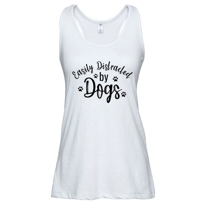 Easily Distracted By Dogs Dog Lover Funny Ladies Essential Flowy Tank