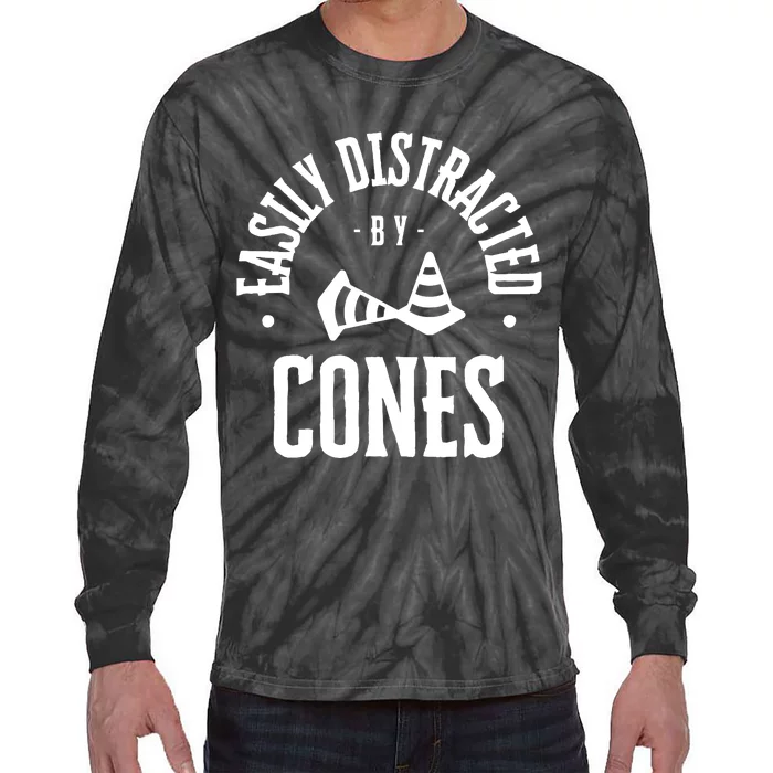 Easily Distracted By Cones Funny Autox Autocross Racing Tie-Dye Long Sleeve Shirt