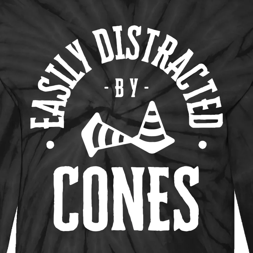 Easily Distracted By Cones Funny Autox Autocross Racing Tie-Dye Long Sleeve Shirt