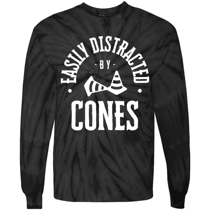 Easily Distracted By Cones Funny Autox Autocross Racing Tie-Dye Long Sleeve Shirt