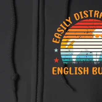 Easily Distracted By English Bulldog Full Zip Hoodie