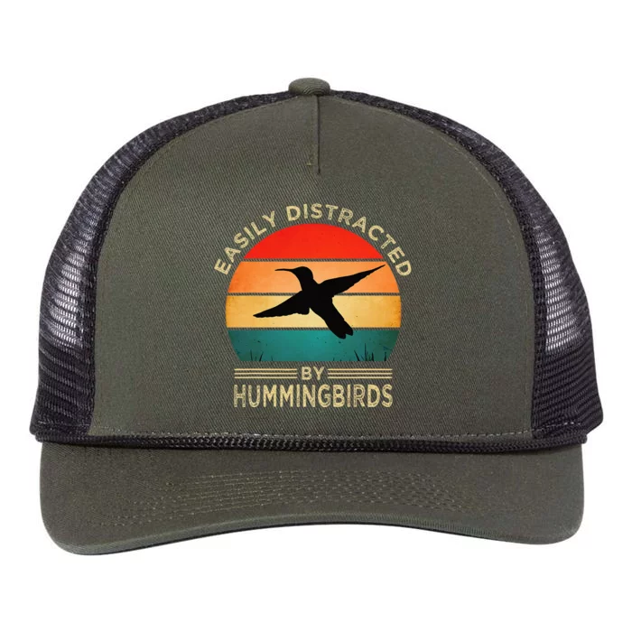 Easily Distracted By Hummingbirds Retro Rope Trucker Hat Cap