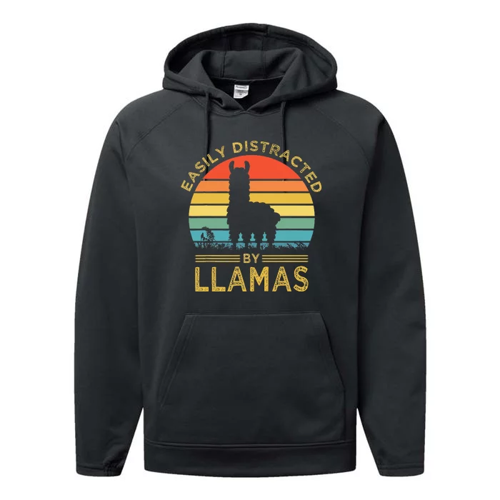 Easily Distracted By Llamas Performance Fleece Hoodie