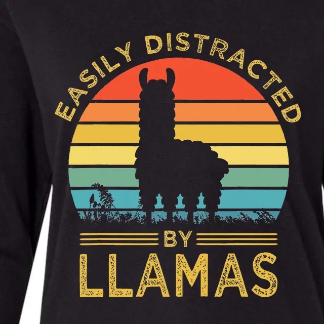 Easily Distracted By Llamas Womens Cotton Relaxed Long Sleeve T-Shirt