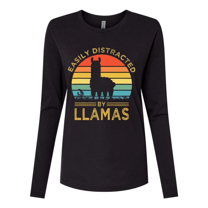 Easily Distracted By Llamas Womens Cotton Relaxed Long Sleeve T-Shirt