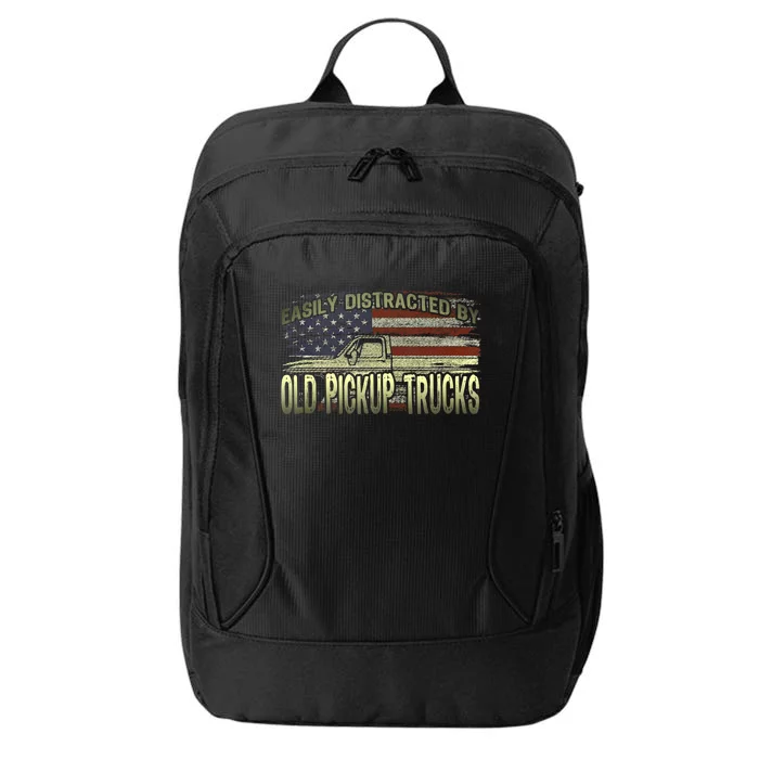 Easily Distracted By Old Pickup Trucks American Flag Truck City Backpack