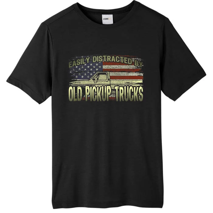 Easily Distracted By Old Pickup Trucks American Flag Truck ChromaSoft Performance T-Shirt