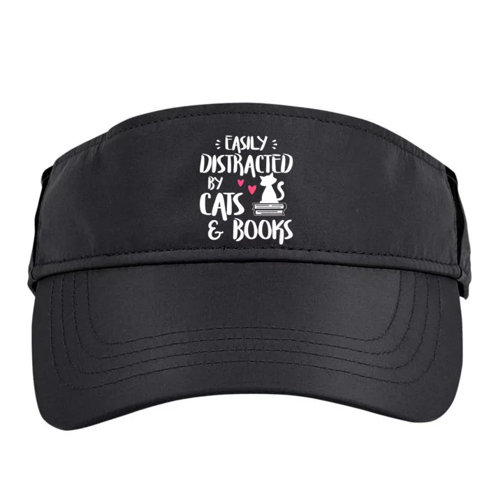 Easily Distracted By Cats And Books Funny Cat & Book Lover Adult Drive Performance Visor