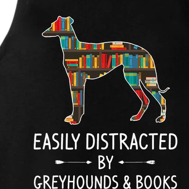 Easily Distracted By Greyhounds & Books Lover Gift Dog Pet Ladies Tri-Blend Wicking Tank