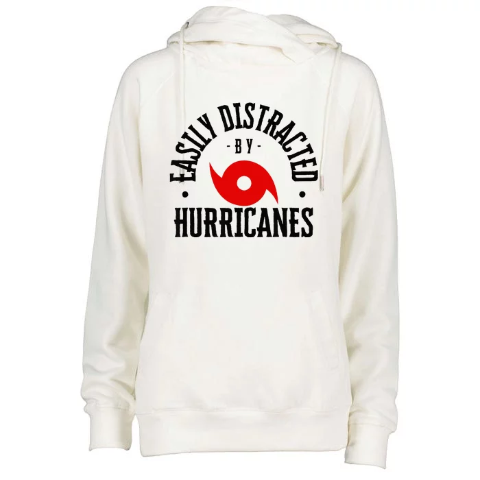 Easily Distracted By Hurricanes Hurricane Season Fun Weather Womens Funnel Neck Pullover Hood