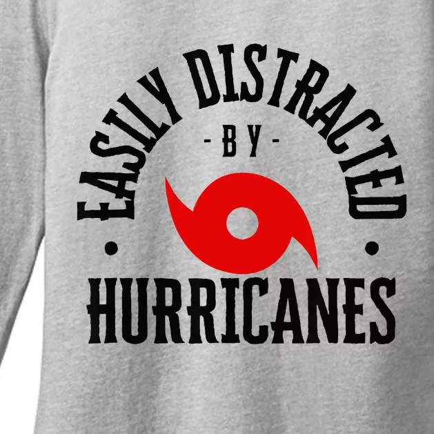 Easily Distracted By Hurricanes Hurricane Season Fun Weather Womens CVC Long Sleeve Shirt