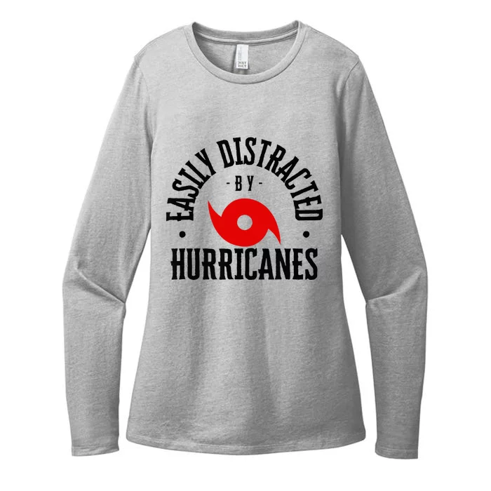 Easily Distracted By Hurricanes Hurricane Season Fun Weather Womens CVC Long Sleeve Shirt