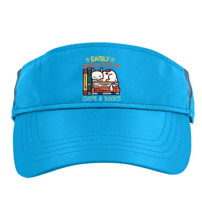 Easily Distracted By Cats And Books Cat & Book Lover Adult Drive Performance Visor