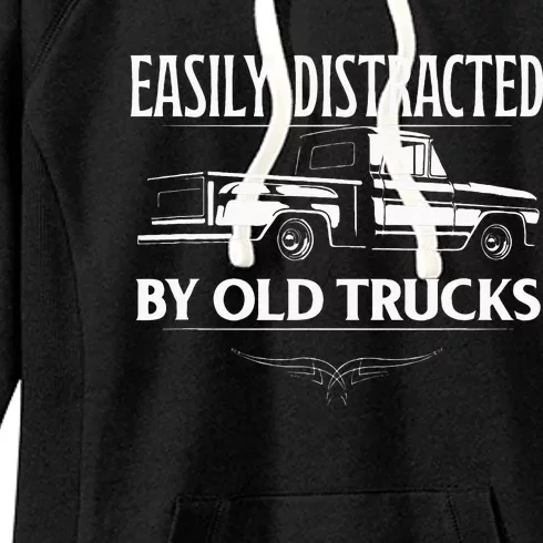 Easily Distracted By Old Pick Up Trucks Classic Pickup Women's Fleece Hoodie