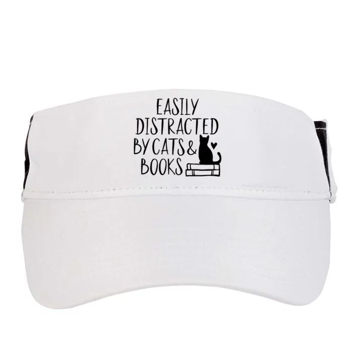 Easily Distracted By Cats And Books Funny Cat & Book Lover Adult Drive Performance Visor