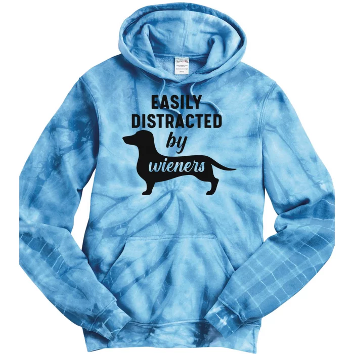 Easily Distracted By Wieners Dachshund Funny Weiner Dog Tie Dye Hoodie