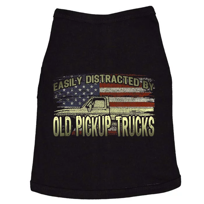 Easily Distracted By Old Pickup Trucks American Flag Truck Doggie Tank