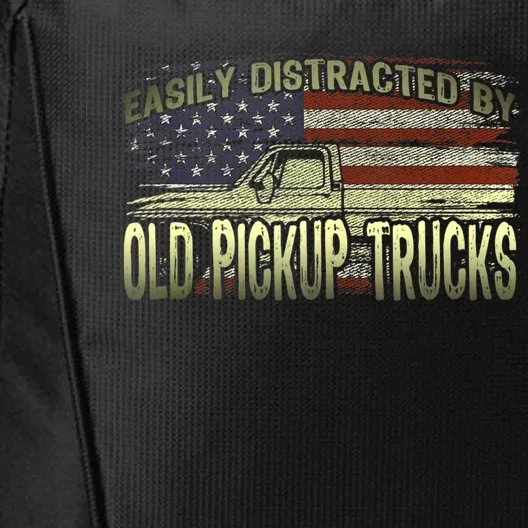 Easily Distracted By Old Pickup Trucks American Flag Truck City Backpack