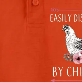 Easily Distracted By Chickens For Chicken Lovers Funny Dry Zone Grid Performance Polo