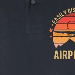 Easily Distracted By Airplanes Lover Pilot Funny Aviation Softstyle Adult Sport Polo