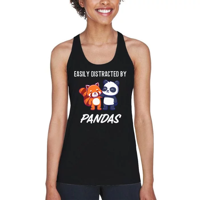 Easily Distracted By Pandas Cute Red Panda And Panda Women's Racerback Tank