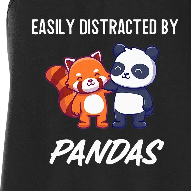 Easily Distracted By Pandas Cute Red Panda And Panda Women's Racerback Tank