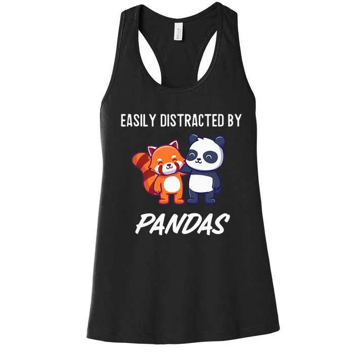 Easily Distracted By Pandas Cute Red Panda And Panda Women's Racerback Tank