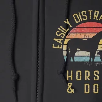 Easily distracted by horses and dogs I like heart horse dog Full Zip Hoodie