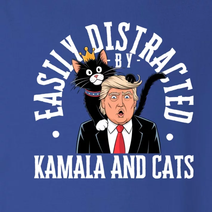 Easily Distracted By Cats Kamala Funny Trump Vance 2024 Gift Toddler Long Sleeve Shirt