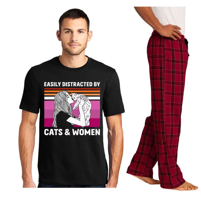 Easily Distracted By Cats And Wo Funny For Lesbian Pride Pajama Set