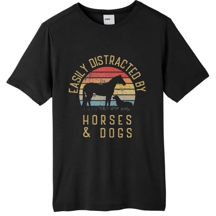 Easily Distracted By Horses And Dogs I Like Heart Horse Dog ChromaSoft Performance T-Shirt