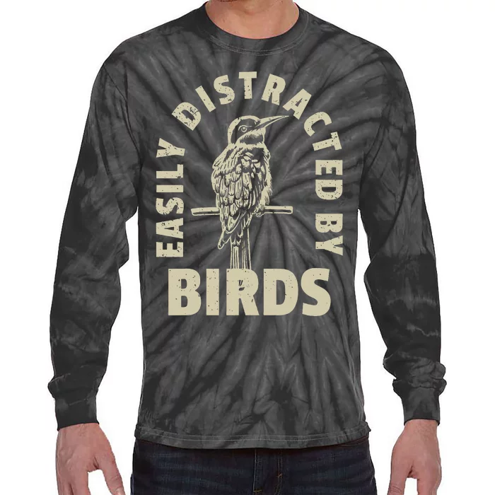 Easily Distracted By Birds Tie-Dye Long Sleeve Shirt