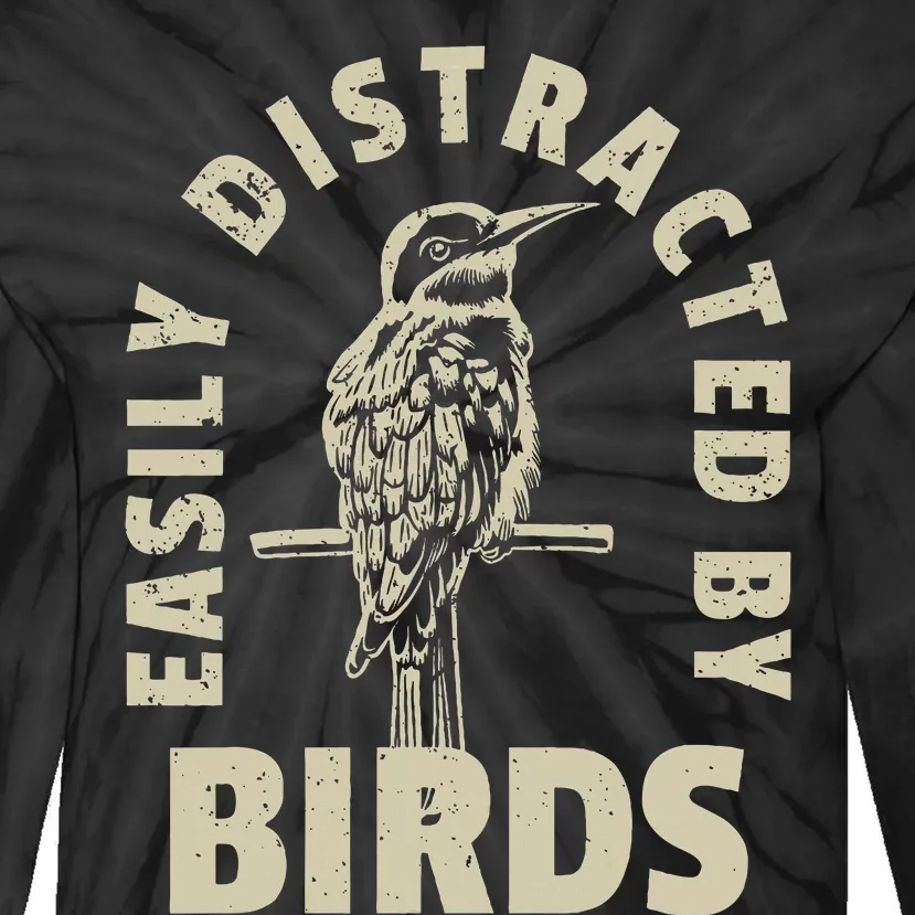 Easily Distracted By Birds Tie-Dye Long Sleeve Shirt