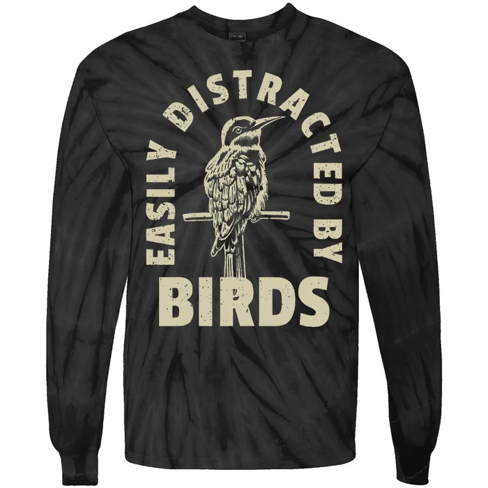 Easily Distracted By Birds Tie-Dye Long Sleeve Shirt