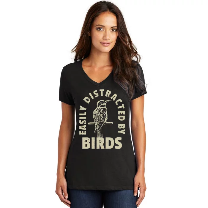 Easily Distracted By Birds Women's V-Neck T-Shirt