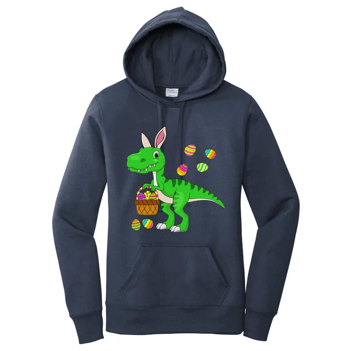 Easter Dinosaur Bunny Ears Easter Basket Stuffers Women's Pullover Hoodie