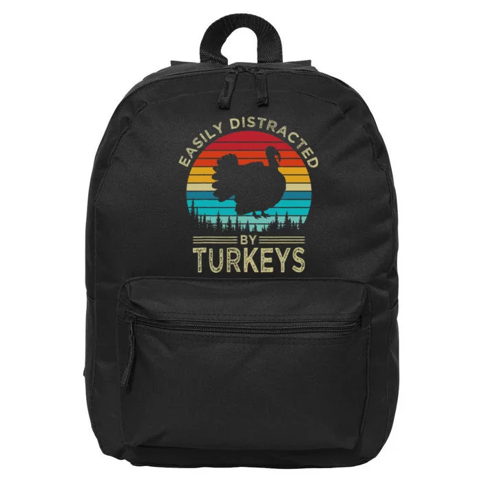 Easily Distracted By Turkeys Vintage Funny Turkey 16 in Basic Backpack