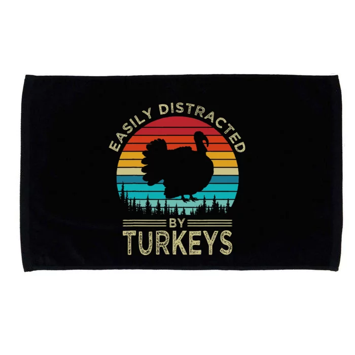 Easily Distracted By Turkeys Vintage Funny Turkey Microfiber Hand Towel