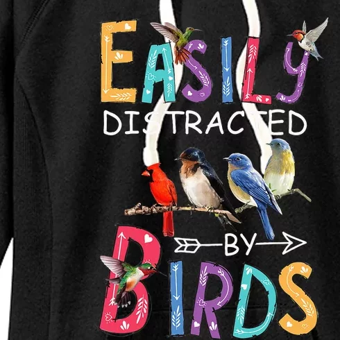 Easily DistractedBy Birds Funny Bird Women's Fleece Hoodie